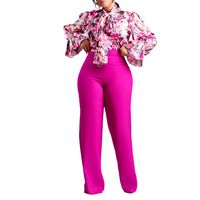Women's Fashion Flower Spandex Printing Pants Sets main image 2