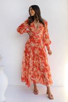 Women's Regular Dress Bohemian V Neck Long Sleeve Printing Maxi Long Dress Travel main image 3