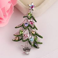 Fashion Christmas Tree Metal Inlay Artificial Gemstones Women's Brooches sku image 1