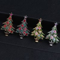 Fashion Christmas Tree Metal Inlay Artificial Gemstones Women's Brooches main image 5