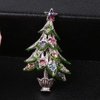 Fashion Christmas Tree Metal Inlay Artificial Gemstones Women's Brooches main image 2