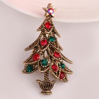 Fashion Christmas Tree Metal Inlay Artificial Gemstones Women's Brooches sku image 2