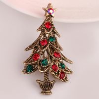 Fashion Christmas Tree Metal Inlay Artificial Gemstones Women's Brooches sku image 1