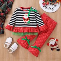 Christmas Fashion Santa Claus Cotton Girls Clothing Sets sku image 23