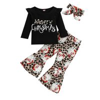 Christmas Fashion Santa Claus Cotton Girls Clothing Sets sku image 3