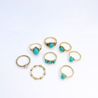 Fashion Water Droplets Alloy Plating Inlay Resin Women's Rings 1 Set main image 5
