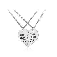 Fashion Heart Shape Alloy Spray Paint Polishing Inlay Zircon Unisex Pendant Necklace 1 Set main image 4