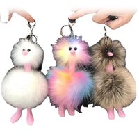 Fashion Ostrich Plush Pom Poms Keychain 1 Piece main image 2