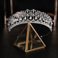 Fashion Crown Alloy Plating Inlay Rhinestones Pearl Crown 1 Piece main image 3
