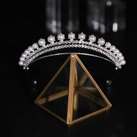 Fashion Crown Alloy Plating Inlay Rhinestones Pearl Crown 1 Piece sku image 2