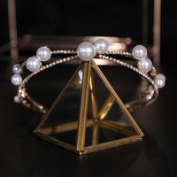 Fashion Crown Alloy Plating Inlay Rhinestones Pearl Crown 1 Piece sku image 4