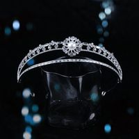 Fashion Crown Alloy Plating Inlay Rhinestones Pearl Crown 1 Piece sku image 7