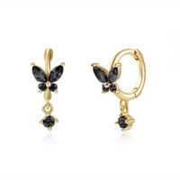 European And American S925 Silver Needle Inlaid Zircon Butterfly Ear Buckle sku image 8