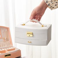 Fashion Solid Color Pu Leather Jewelry Boxes main image 4