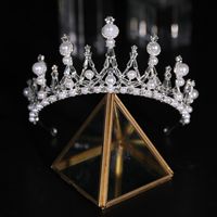 Fashion Crown Alloy Plating Inlay Rhinestones Pearl Crown 1 Piece main image 2