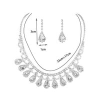 Fashion Water Droplets Tassel Artificial Crystal Metal Inlay Rhinestones Earrings Necklace 1 Set main image 3
