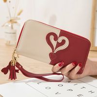 Women's Solid Color Pu Leather Tassel Zipper Wallets sku image 1