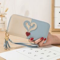 Women's Solid Color Pu Leather Tassel Zipper Wallets sku image 3