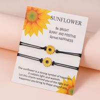 Vintage Style Sunflower Alloy Rope Enamel Women's Bracelets 2 Pieces sku image 1