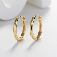 1 Pair Elegant Round Gold Plated Brass Gold Plated Hoop Earrings main image 1