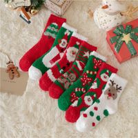Women's Cute Christmas Tree Santa Claus Snowman Acetate Fibre Coral Fleece Crew Socks main image 1