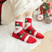 Women's Cute Christmas Tree Santa Claus Snowman Acetate Fibre Coral Fleece Crew Socks main image 3