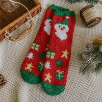 Women's Fashion Santa Claus Elk Acetate Fibre Coral Fleece Crew Socks main image 3