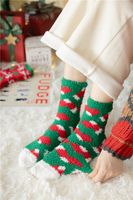 Women's Fashion Christmas Tree Santa Claus Stripe Acetate Fibre Coral Fleece Crew Socks main image 5