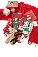 Women's Fashion Christmas Tree Santa Claus Stripe Acetate Fibre Coral Fleece Crew Socks main image 2