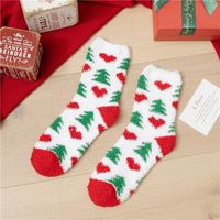 Women's Fashion Christmas Tree Santa Claus Stripe Acetate Fibre Coral Fleece Crew Socks sku image 4