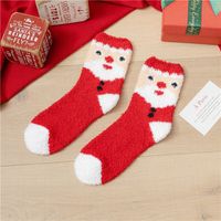 Women's Fashion Christmas Tree Santa Claus Stripe Acetate Fibre Coral Fleece Crew Socks sku image 12