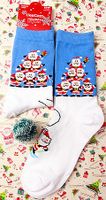 Femmes Style De Bande Dessinée Mignon Père Noël Bonhomme De Neige Wapiti Coton Crew Socks Une Paire sku image 10