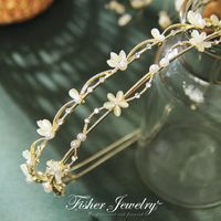 Mode Blume Legierung Inlay Künstliche Perlen Strasssteine Haarband 1 Stück main image 3