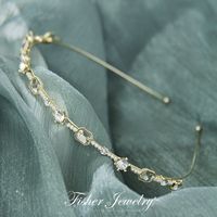 Mode Blume Legierung Inlay Künstliche Perlen Strasssteine Haarband 1 Stück sku image 3