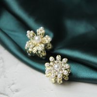 Moda Flor Nudo De Lazo Aleación Enchapado Embutido Diamantes De Imitación Perla Garras De Pelo 1 Pieza main image 4
