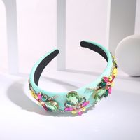 Baroque Style Flower Cloth Inlay Rhinestones Hair Band 1 Piece main image 5