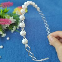 Fashion Flower Metal Inlay Artificial Pearls Artificial Diamond Hair Band 1 Piece sku image 46