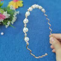 Fashion Flower Metal Inlay Artificial Pearls Artificial Diamond Hair Band 1 Piece sku image 42