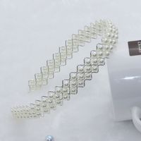 Fashion Flower Metal Inlay Artificial Pearls Artificial Diamond Hair Band 1 Piece sku image 128