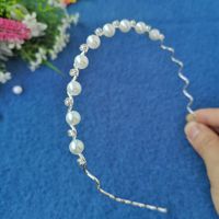 Fashion Flower Metal Inlay Artificial Pearls Artificial Diamond Hair Band 1 Piece sku image 43