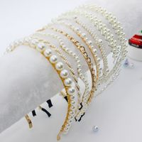 Moda Flor Metal Embutido Perlas Artificiales Diamante Artificial Banda Para El Cabello 1 Pieza main image 3