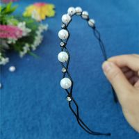 Fashion Flower Metal Inlay Artificial Pearls Artificial Diamond Hair Band 1 Piece sku image 29