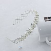 Fashion Flower Metal Inlay Artificial Pearls Artificial Diamond Hair Band 1 Piece sku image 95