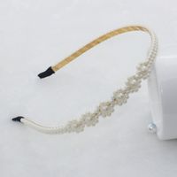 Fashion Flower Metal Inlay Artificial Pearls Artificial Diamond Hair Band 1 Piece sku image 60