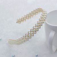 Fashion Flower Metal Inlay Artificial Pearls Artificial Diamond Hair Band 1 Piece sku image 127