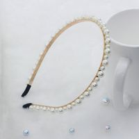 Fashion Flower Metal Inlay Artificial Pearls Artificial Diamond Hair Band 1 Piece sku image 50