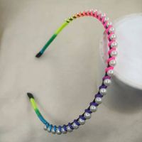 Fashion Flower Metal Inlay Artificial Pearls Artificial Diamond Hair Band 1 Piece sku image 10