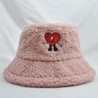 Women's Fashion Heart Shape Embroidery Wide Eaves Bucket Hat sku image 4