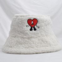 Women's Fashion Heart Shape Embroidery Wide Eaves Bucket Hat sku image 2