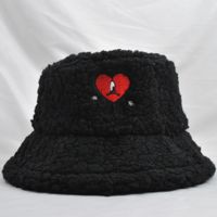 Women's Fashion Heart Shape Embroidery Wide Eaves Bucket Hat sku image 1